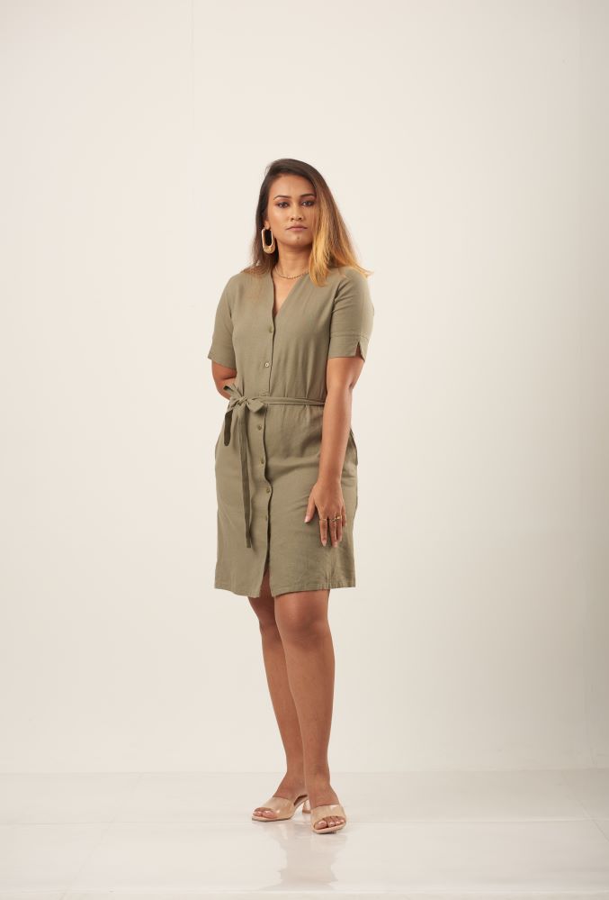 Waist tie short dress