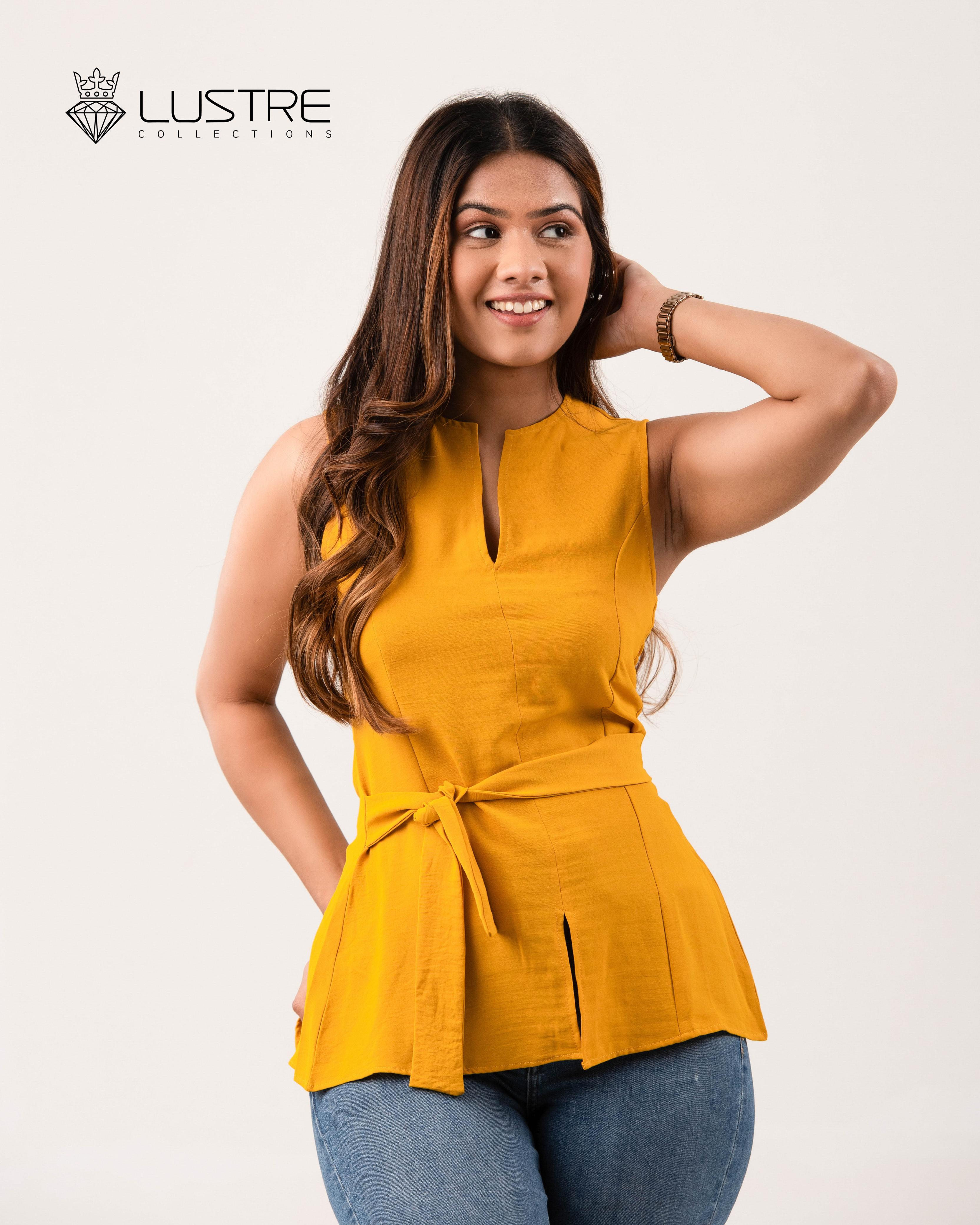 Golden hues sleeve less top