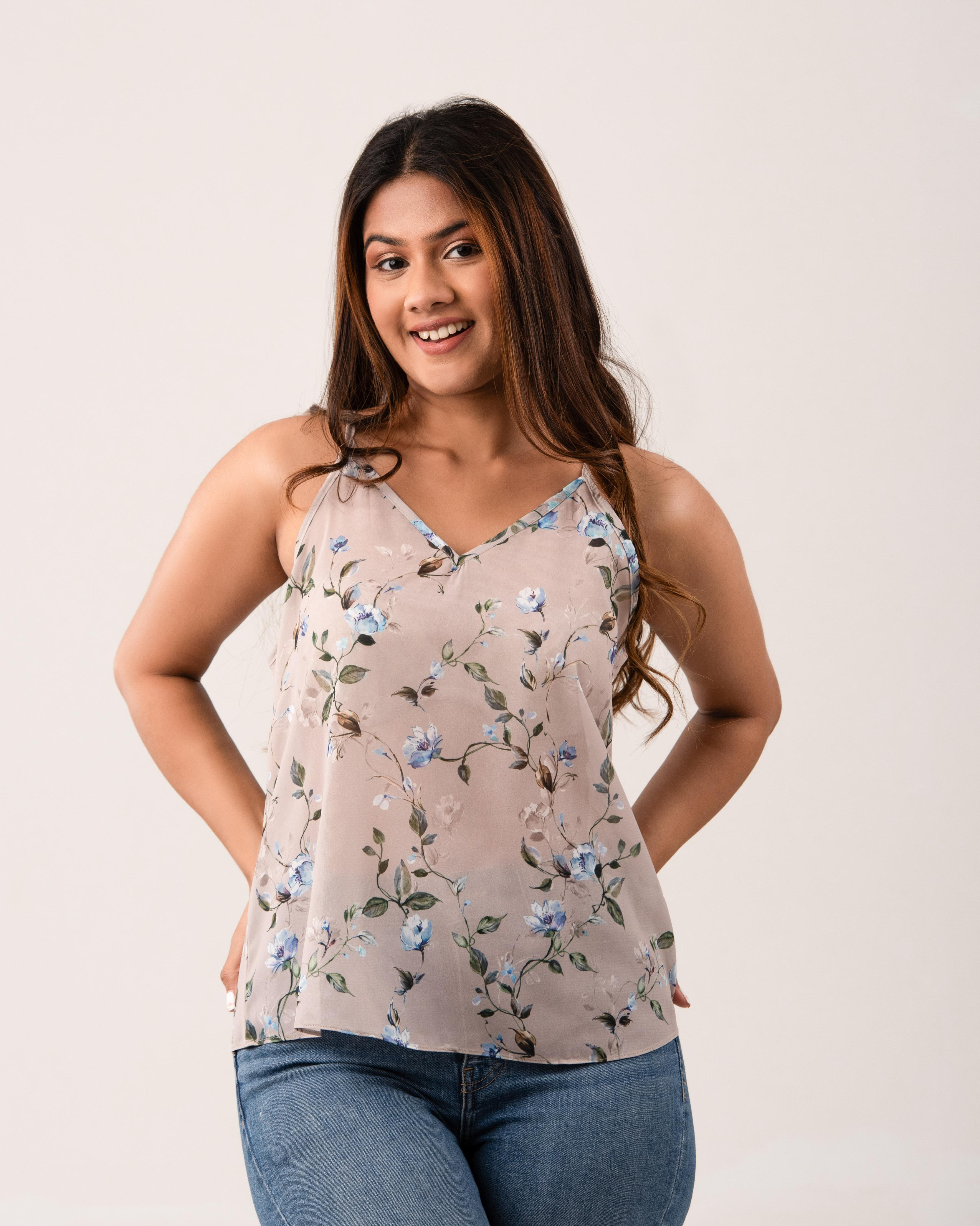 Gray mist Greenery Strap top